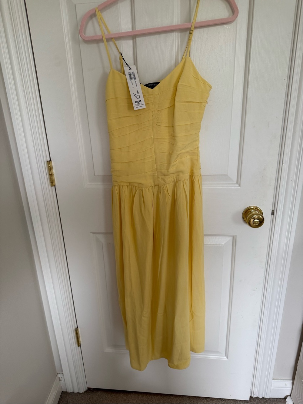 Revolve x MINKPINK Ophelia Ruched Midi Dress in Lemon
